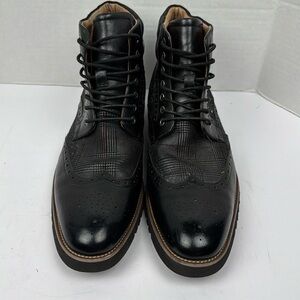 Stacy Adams Barker Wingtip Boots - Black Leather & Printed Suede - Size 13